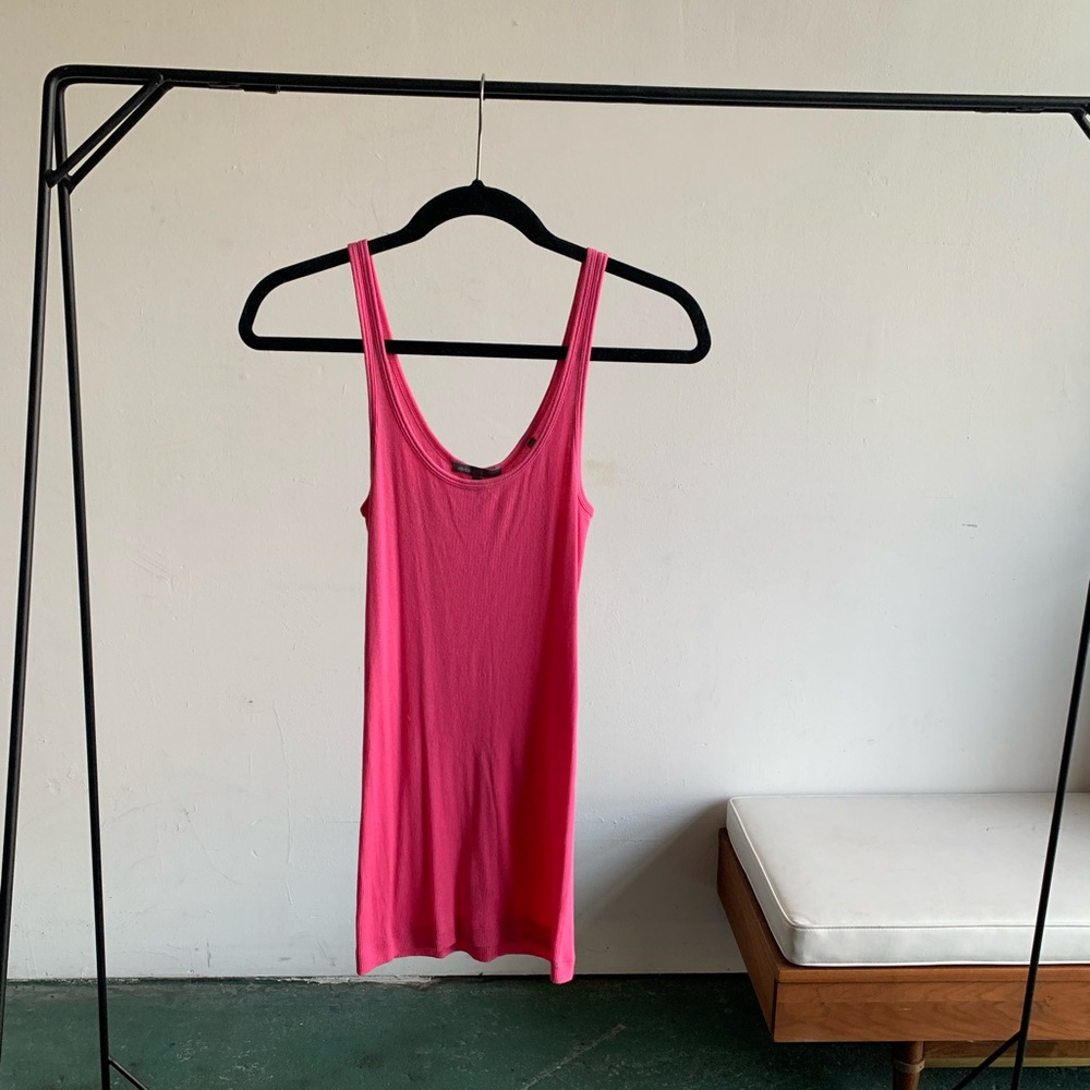 Vince Pink Ribbed Tank Top | Mini Dress